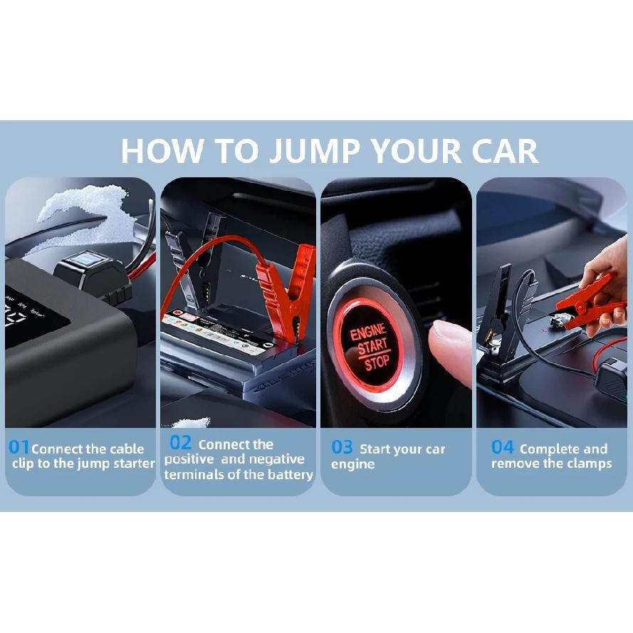 1500A Jump Starter Q9L with Air Compressor 150PSI Digital Tire Inflator Car Charger Booster Starting(9.0 Gas/6.5L Diesel)