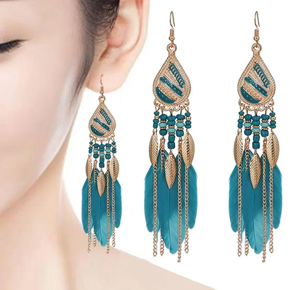 1Pair Bohemian Tassel Earrings Drop Statement Girls Fashion Jewelry Hanging Earrings Gift For Women