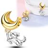 Милые подвески в виде щенка и луны, медные оригинальные бусины, подходят для оригинального браслета-шарма, ювелирные подарки для женщин