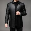 Genuine Leather Jacket Men's Casual Lapel Sheepskin Spring and Autumn Jacket Middle-aged Dad Button Coat