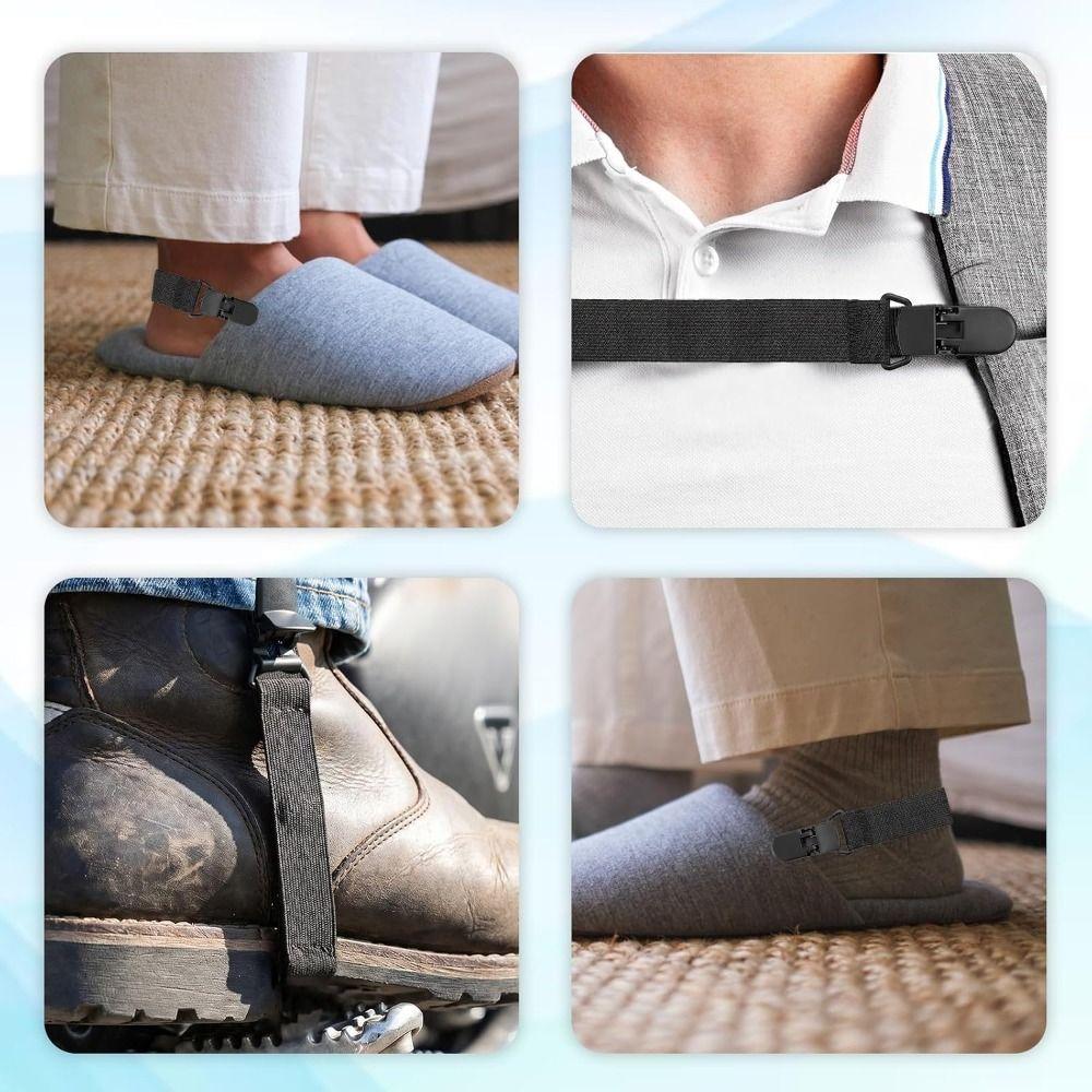 4pcs Reusable Boot Straps Adjustable Elastic Straps with Clips Boot Straps Clamps Motorcycle Riding