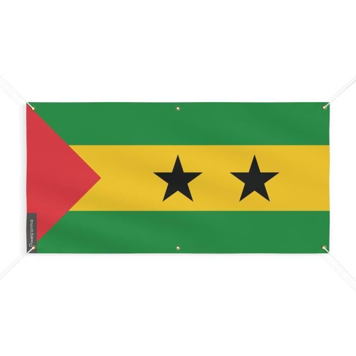 Bannière Drapeau de Sao Tomé-et-Principe 6 Oeillets 70x140cm en polyester
