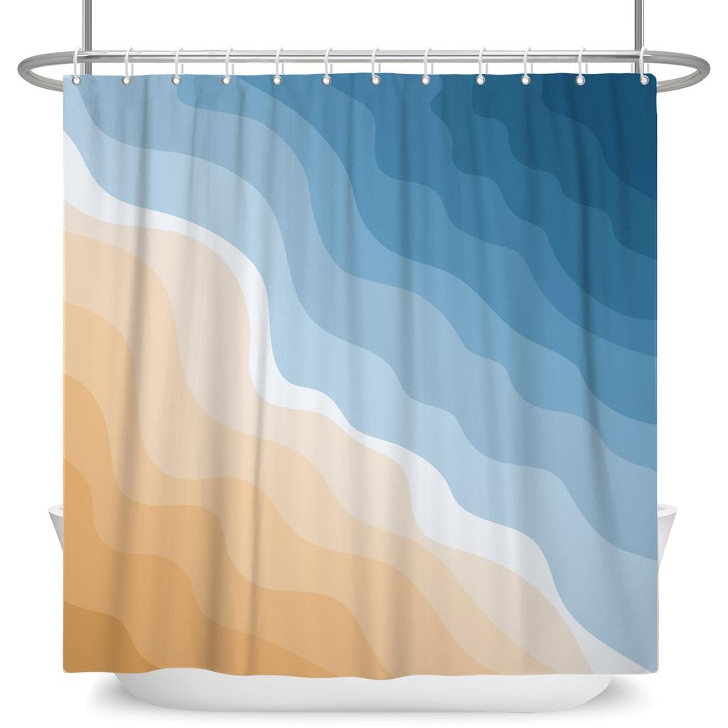 Tropical Starfish Shower Curtain with Hooks Waterproof Polyester Bathroom Curtain Ocean Beach Design Easy Clean Bathtub Curtains