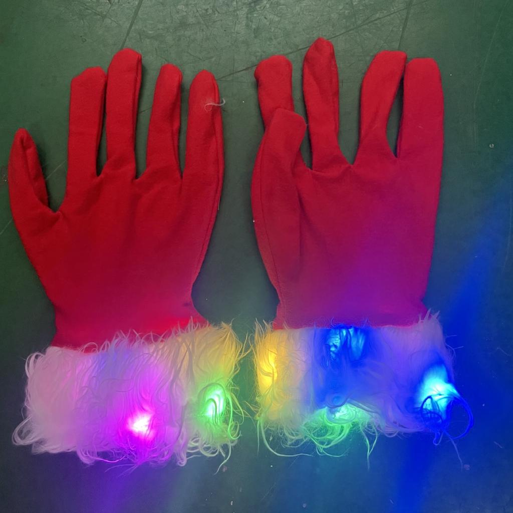 Christmas Santa Clause Gloves Glow In the Dark Santa Costume Gloves Party Props Festival Luminous Gloves Hand Warmers