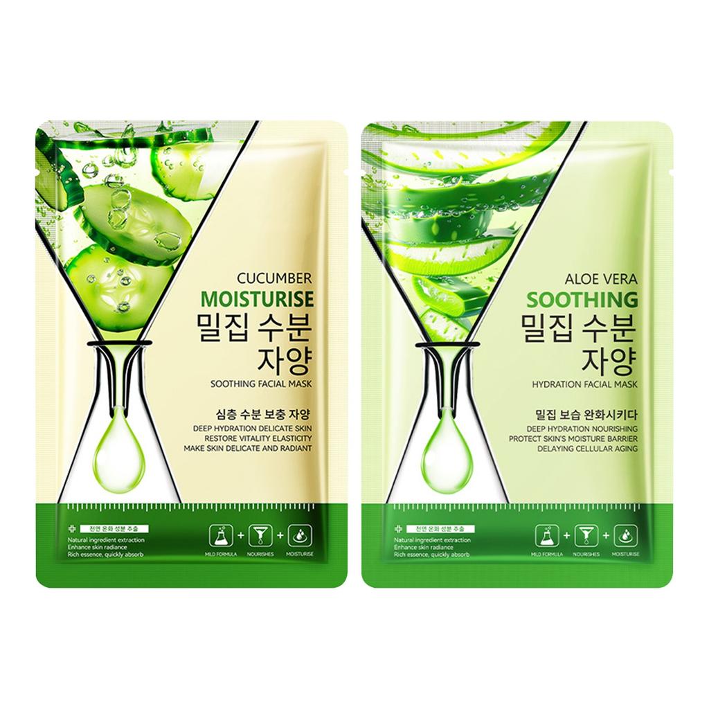 Moisturizing Mask Set With Cucumber & Aloe, Plant Whitening Mask Moisturizing And Soothing Redness Reduction Mask (25ML*8PCS)