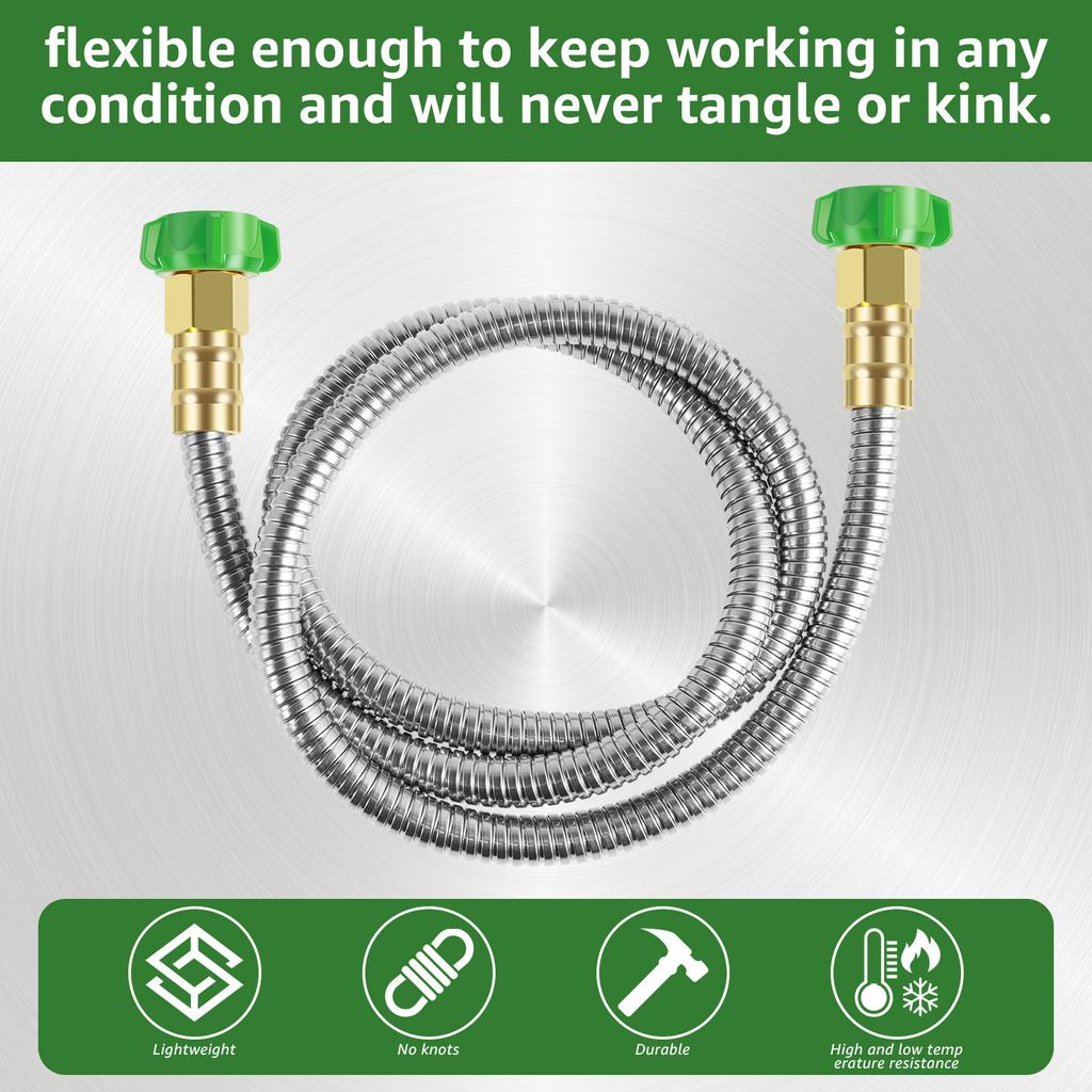 Garden Hose Flexible Short Water Hose 3FT 5FT 304 Stainless Steel Garden Leader Hose Leakproof Expandable Hose For Cleaning Pet