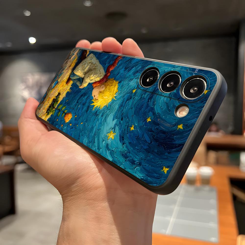 Чехол для телефона Маленький Принц и Лис для Samsung A56 A36 A26 A16 A15 A25 A35 A55 A14 A34 A24 A54 Черный Мягкий