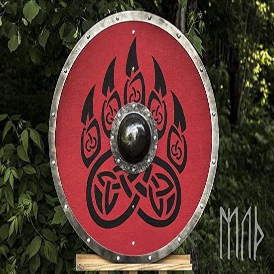24-дюймовый воин из дерева и стали Viking Round Shield Armor Готов к битве Декоративный красный