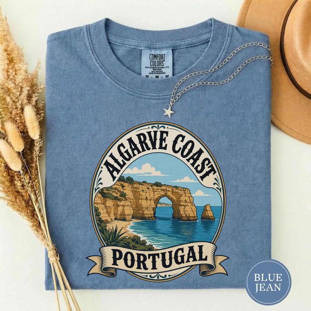 Algarve Coast Portugal Shirt, Algarve Coast Emblem, Portugal Coast Travel, Golden Sea Cliffs, Algarve Vacation Trip, Travel Gift Idea