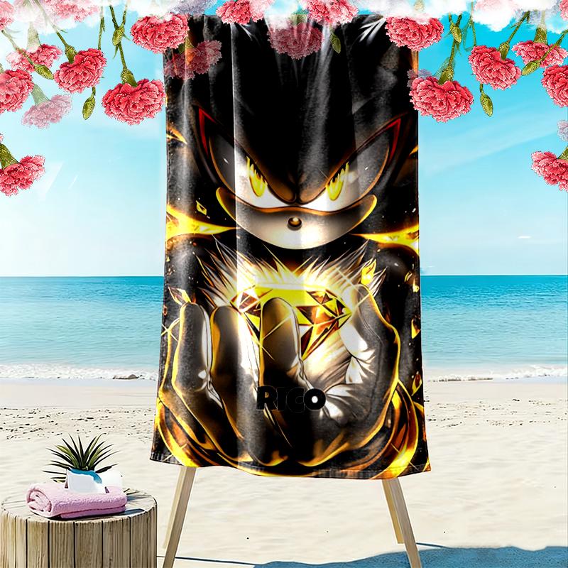 1pc SONIC Beach Towel, A Vibrant Beach Towel Suitable for Outdoor Activities, Camping, Hiking