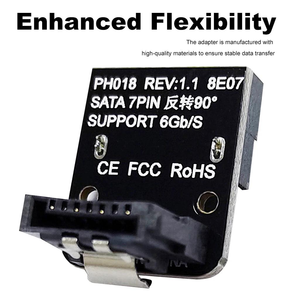 Адаптер SATA 7Pin (мама) к 7pin (папа) с угловым разъемом 90 градусов, 6 Гбит/с, верхний/нижний, для настольных ПК, SSD, HDD