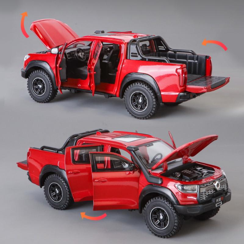1:24 Great Wall Motor POER Pickup Alloy Diecast Off-road Vehicles Car Model Outdoor Display Collection Ornaments Birthday Gifts