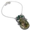 Moss Agate, Onyx Handmade 925 Sterling Silver Jewelry Necklace 18" A9V24