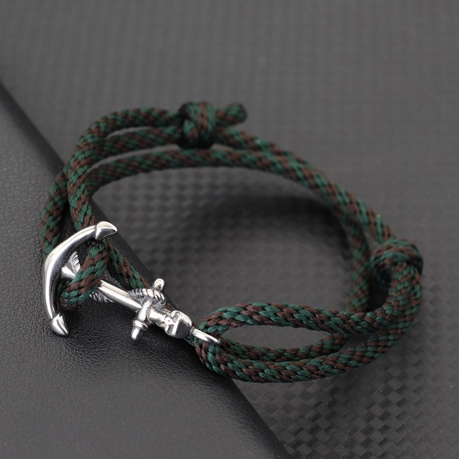 Navy Style Silver Anchor Bracelet Handmade Braided Multi-Layer Braslet Nautical Surf Viking Colorful Rope Couple Jewelry