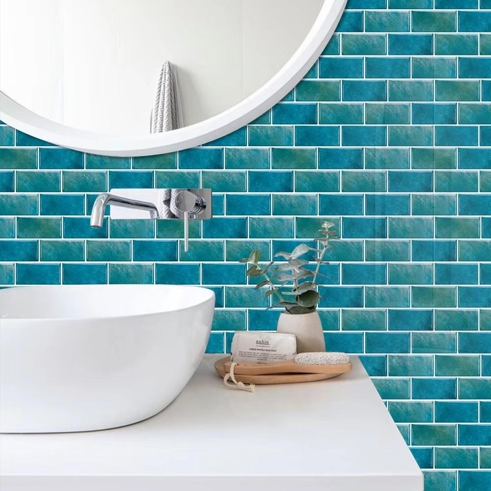 6PCS 3D Effect Crystal Kitchen Stickers Waterproof Wall Tile Stickers Kitchen Bathroom