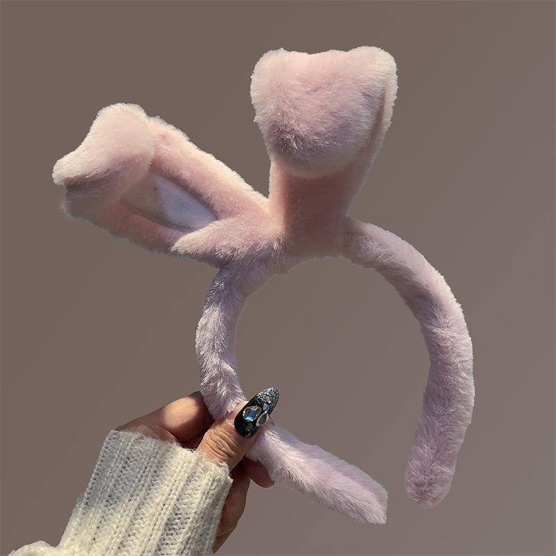 2023 Плюшевая повязка на голову с кроличьими ушками: Милый и модный аксессуар для волос на осень/зиму