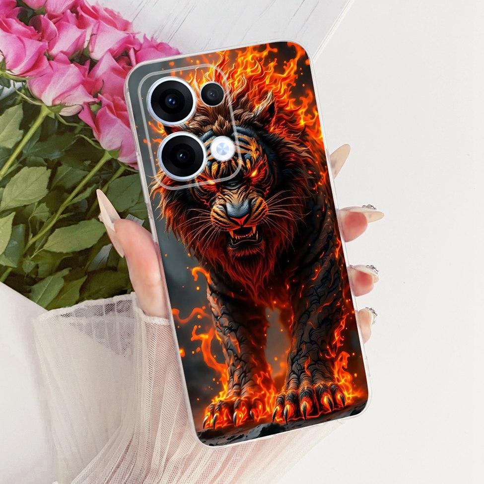 Transparent For Oppo Reno13 Case CPH2689 Cute Cat Fashion Butterfly Funny Painted Casing For Oppo Reno 13 PKM110 Cover