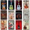 Music Gitar Vintage Metal Sign Tin Sign Rock Plaque Home Wall Decor Bar Sign Home Decor Country Poster Drop Shipping