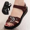 Mom Sandals Women's Summer Flat-bottomed Middle-aged Soft-soled Middle-aged and Elderly Non-slip Comfortable Grandma Shoes