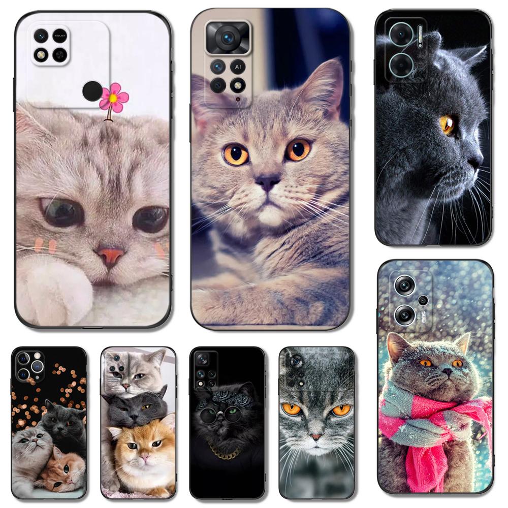 Черный чехол из ТПУ для Xiaomi mi 11i 5G Redmi Note 11 11S 11T Pro PLUS 4G 5G, чехол с британской короткошерстной кошкой
