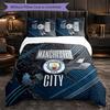 Manchester City Pattern 3 Pieces Bedding Set Soft Microfiber Duvet Cover with Pillow Cases for Bedroom