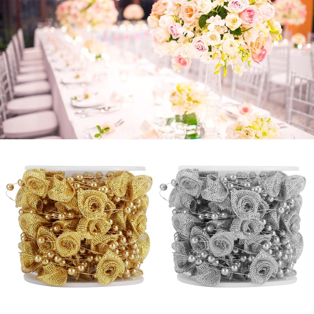 10 м искусственный жемчуг, бусины, цепочки, лента, роза, нить, бисерная линия, аксессуары для одежды, сделай сам, мате