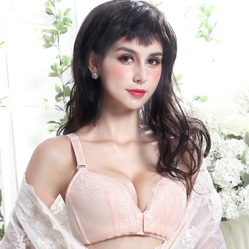 Бюстгальтер для кормления грудью с присборенными кружевными краями, бюстгальтер для беременных, бюстгальтер для послеродового периода, полная чашка, без стального кольца, верхняя крышка с открытой пряжкой