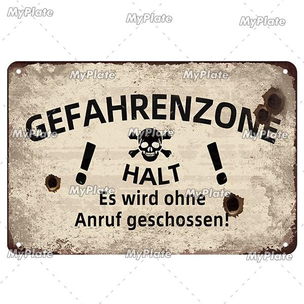 Vintage ACHTUNG HALT War Metal Signs Berlin Tin Sign Plaque Metal Plate Wall Decor For Pub Club Man Cave Plate Bar Decoration