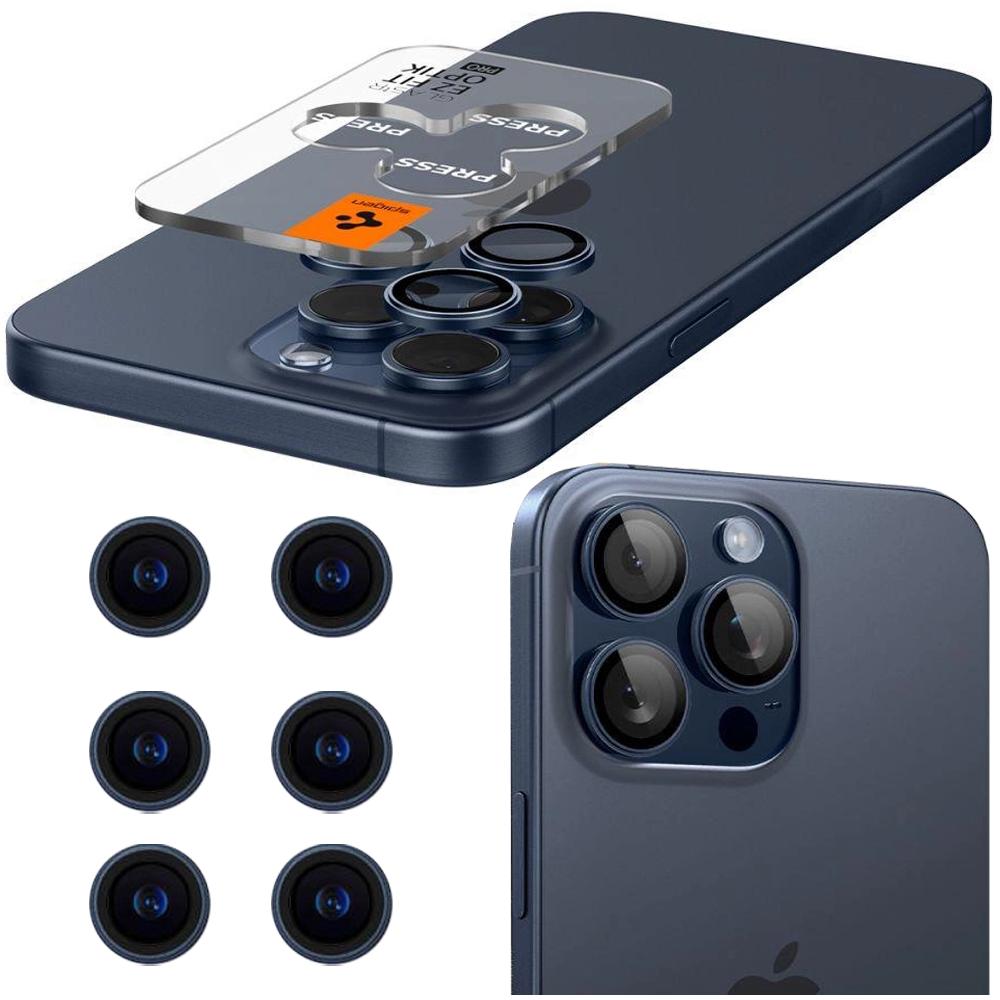 Osłona Aparatu Spigen Optik.tr Ez Fit Camera Protector 2-Pack Iphone 14 Pro / Pro Max / 15 Pro / Pro Max Blue Titanium