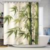 Креативная бамбуковая шторка для душа - Водонепроницаемая шторка для ванной с HD-печатью, рисунок натуральных бамбуковых листьев, домашний декор