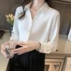 Fashion Long Sleeve Turn Down Collar Office Lady White Blouse Shirt Women Tops J141