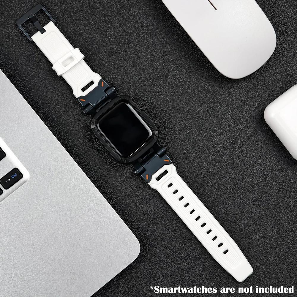Силиконовый ремешок+Чехол для Apple Watch Ultra2 Ремешок 49мм 41мм 45мм 40мм 44мм ТПУ Чехол+Спортивный браслет Серии 9 8 7 6 SE 5 Браслет