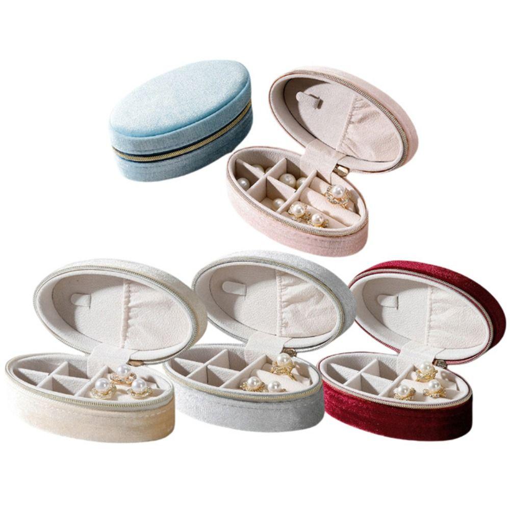 Portable Travel Jewelry Case Ellipse Jewelry Organizer Pouch Necklace Ring Earrings for Women