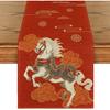 Artoid Mode Propitious Clouds Steeds Red Chinese Zodiac Horse Happy 2026 Lunar New Year Table Runner, Spring Festival Winter Kitchen Dining Table