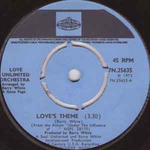 7-дюймовая пластинка LOVE UNLIMITED ORCHESTRA - Love's Theme 7N25635 Pye Internation 1973 UK Соул/Фанк Б/У