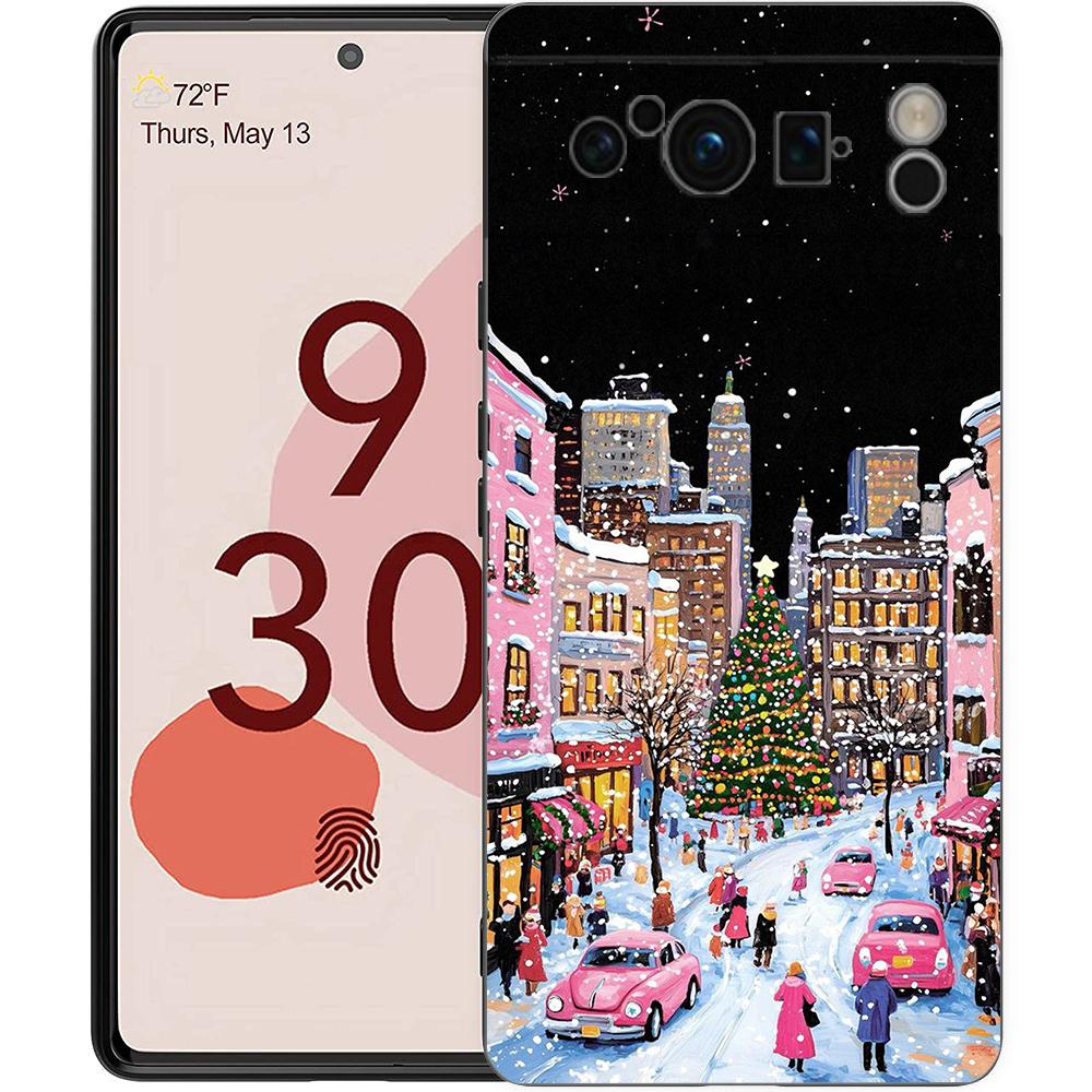 Cartoon Christmas Style Phone Case For Google Pixel 10 9 8 7 Pro 9A 8A 7A 6A 6 Pro XL Soft TPU Bumper Black Cover