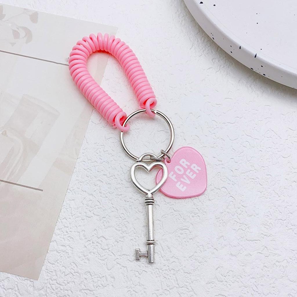 Colorful Cellphone Charm Retractable Spring Coil Keychain Stretch Cord Phone Chain Bag Pendant Convenient Accessory