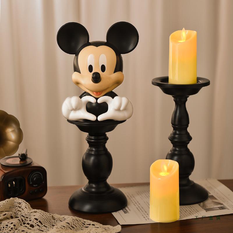 Black Roman Column Candlestick Ornament for Bedroom Table Decor