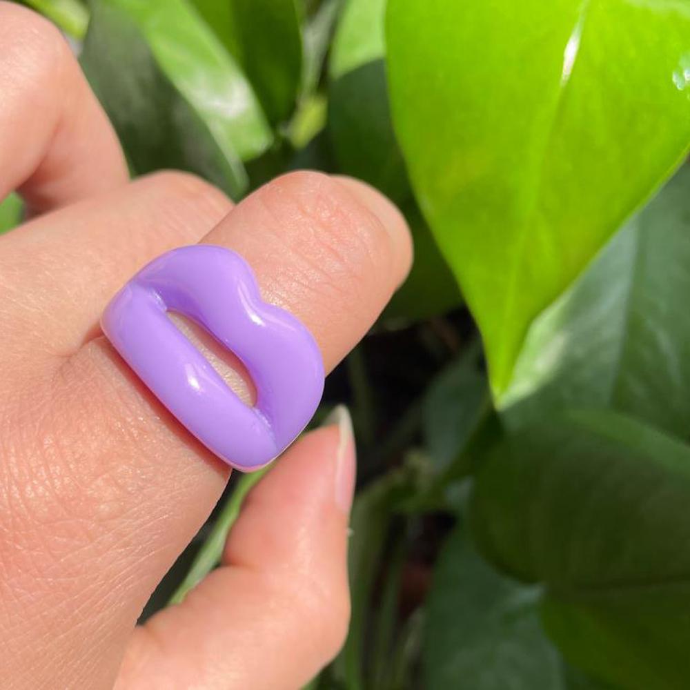 New Personality Acrylic Geometric Square Punk Resin Rings Lips Fashion Jewelry Finger Ring