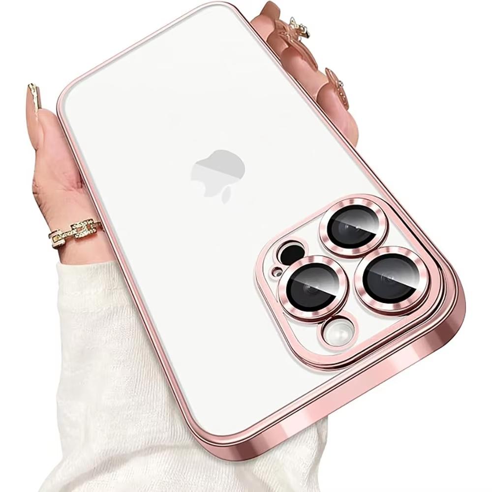 Роскошный прозрачный мягкий чехол с блестящим покрытием для iPhone 17 Air 16 15 14 13 Pro Max 16E Прозрачная силиконовая накладка Ультратонкий ТПУ чехол
