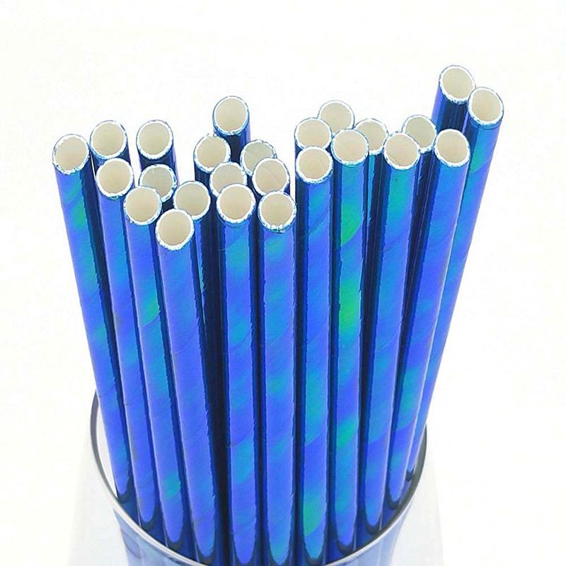 25 шт. фольги золото/серебро радуга одноразовые питьевые цветные бумажные трубочки рождественский свадьба день рождения украшения вечеринка мероприятия принадлежности