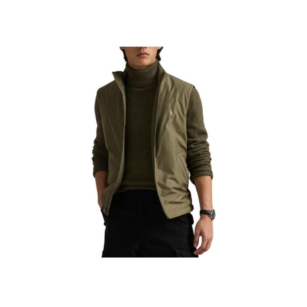 Polo Ralph Lauren Логотип Вышитый Воротник-стойка Молния Без рукавов Жилет Мужской жилет Оливковый 710961832-002