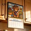 DIY Hanging Wall Decor Highland Cow Farmhouse Calendar Kit for 12 Months, Handmade Cute Animal Desk Accessory Paper And Cloth Craft Set, Rustic