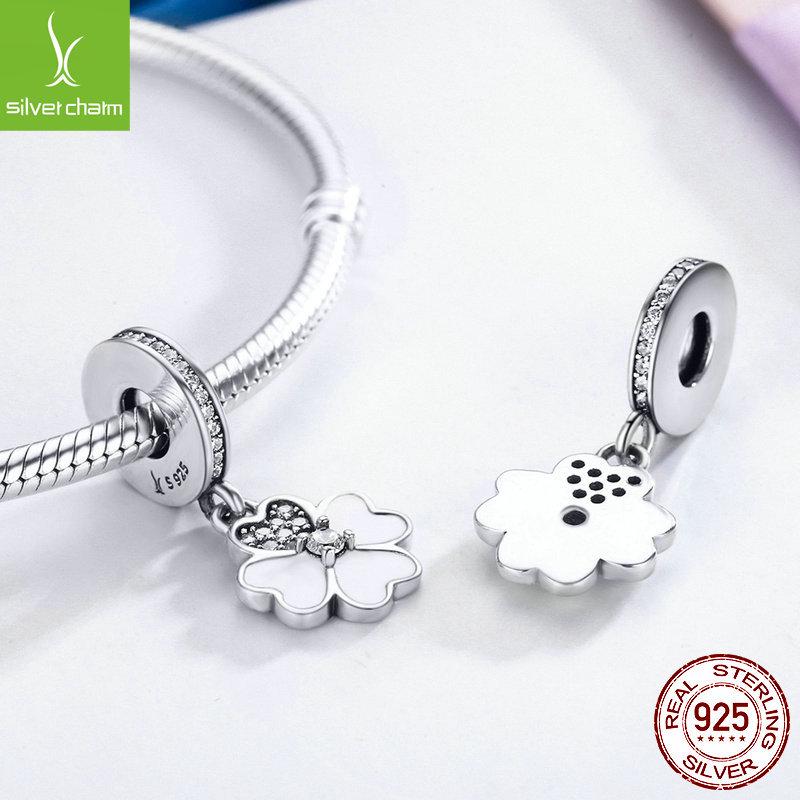 European-American Style DIY S925 Silver Lucky Clover Bracelet with Four-Leaf Clover Pendant (SCC259)