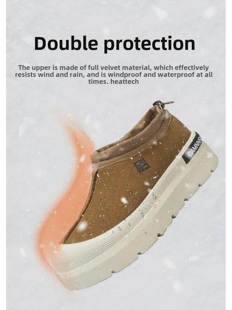 Мужские зимние полуботинки Plus Velvet Warm Cotton Low-Top - Толстая подошва, тренд для активного отдыха, рабочая одежда, 5 сезонов