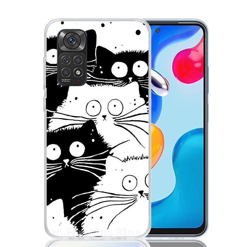 Чехол для телефона с рисунком милого котенка в стиле мультфильма для Xiaomi Redmi Note 15 14 13 12S 12 Pro Plus 11S 11E 11 11T 10S 10 Арт Мягкий Чехол с узором R