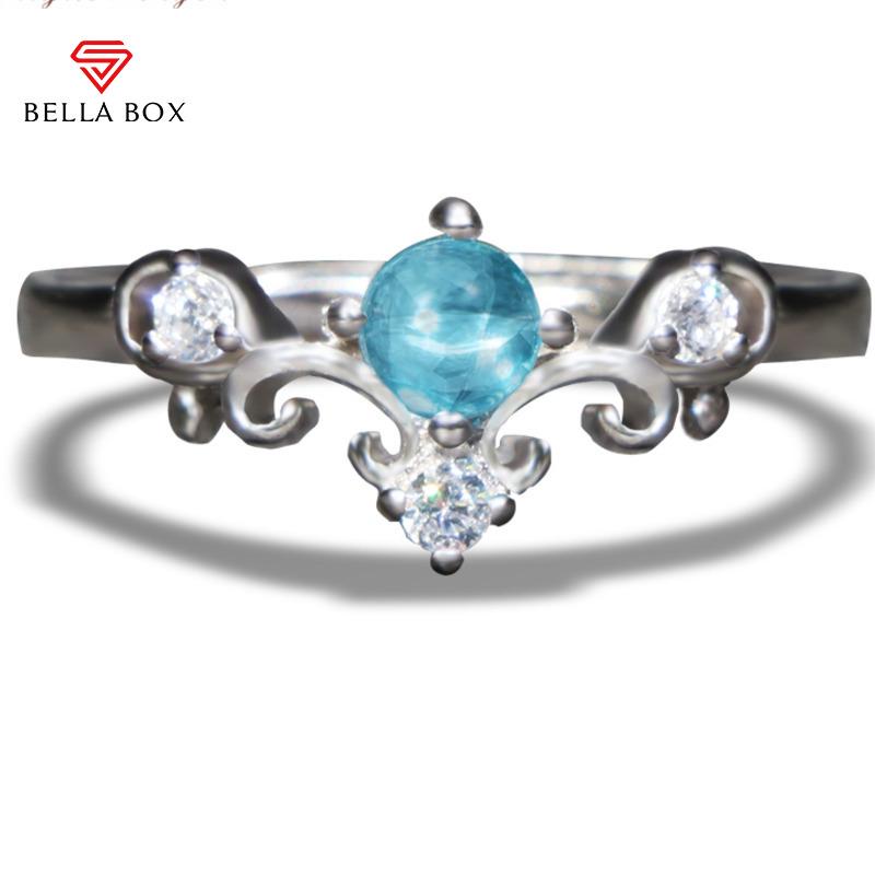 BELLA BOX Классическое великолепное синее кольцо круглой формы для женщин, очаровательный свадебный подарок на помолвку