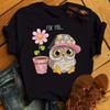 Fashion Trend New Women T-shirt Cute Owl Graphic Printed Female T Shirt Casual Harajuku Short Sleeves Kawaii Ladies Tshirts