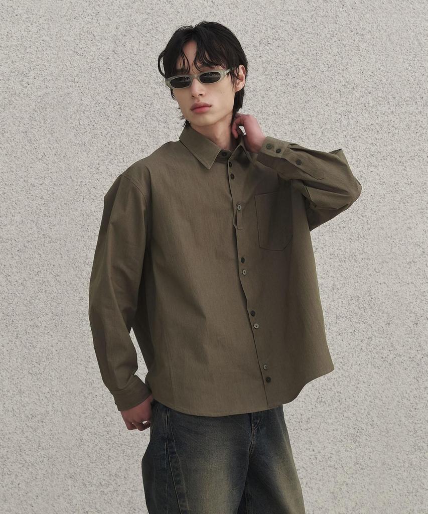 SENTAIR Curved Line Pigment Shirt_Khaki
