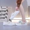 2025 весна и лето новая женская обувь на плоской подошве, универсальная, нескользящая, повседневная, сетчатая, дышащая, туфли на платформе с маленькими ромашками, белая обувь